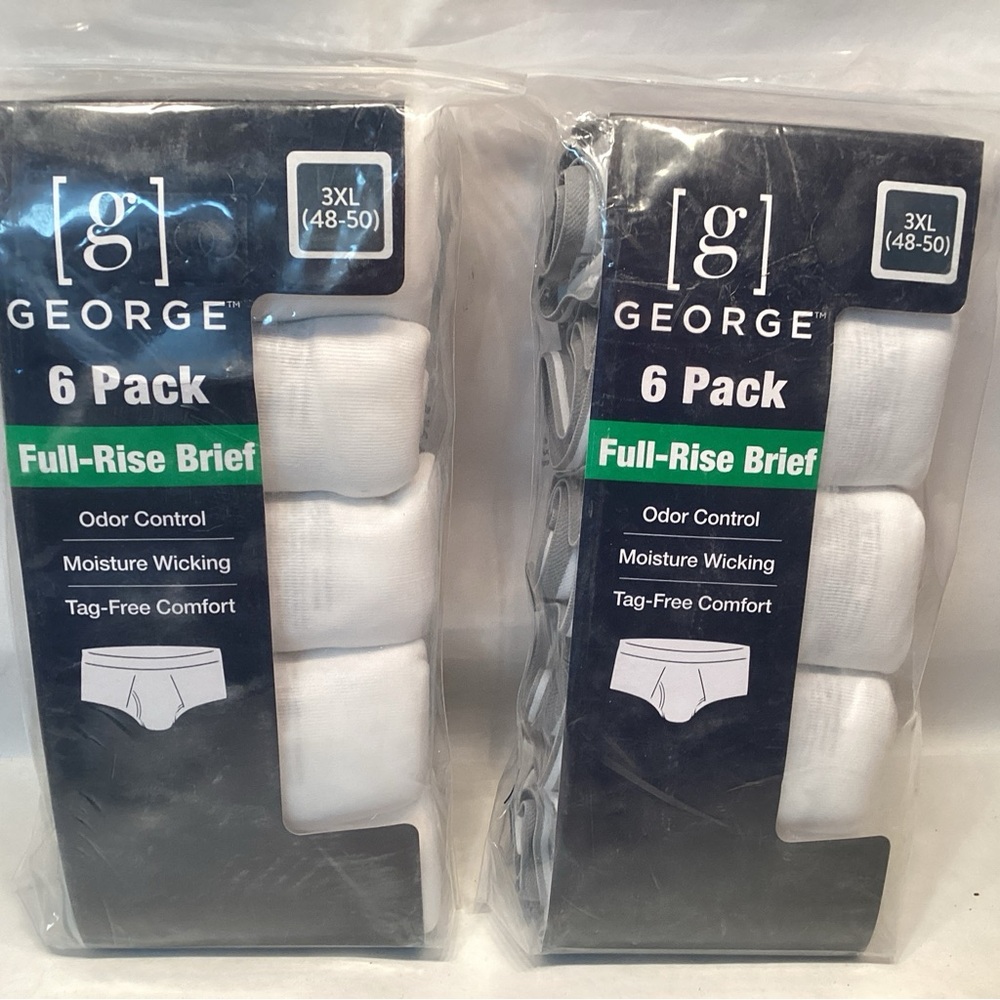 George Men's White Full Rise Briefs Underwear 6-Pack Size 3XL (48-50) NEW!!!